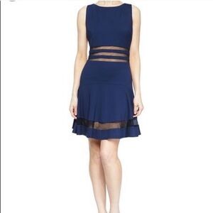 ERIN Fetherston Sleeveless Fit and Flare Cocktail Dress Navy Blue 8